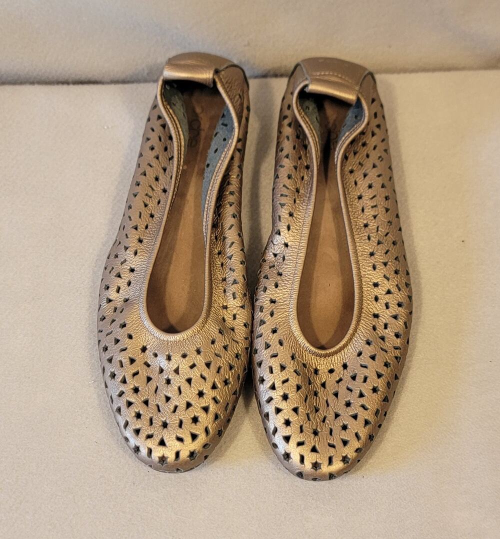 Arche Lilly Bronze Perforated Cutout Leather Ballet Flats Size 41 / 10